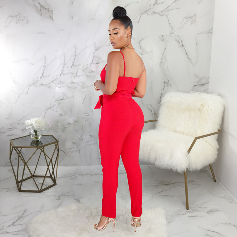 solid color slim backless slip jumpsuit NSMRF125187