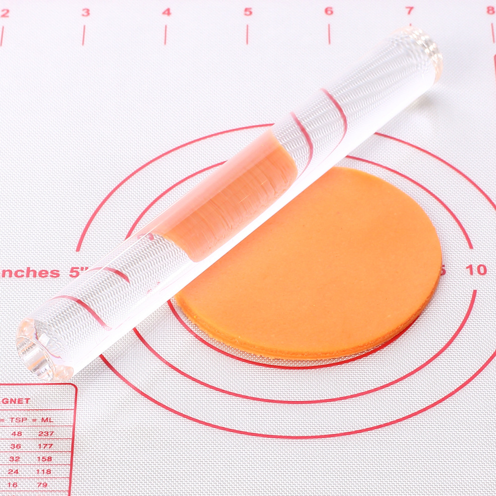 翻糖烘焙亚克力擀面杖  花卉水晶棒擀面棍  透明光面排气擀面杖