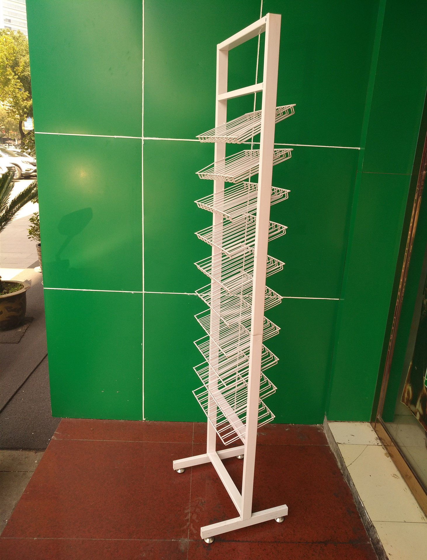 厂家批发10层白色落地指甲油展示架 铁指甲油陈列货架 化妆品货架