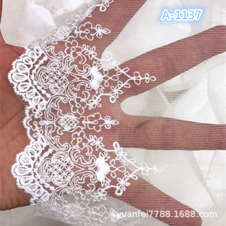 A-1137春夏秋冬四季百搭透明网蕾丝网纱刺绣花边DIY服装辅料18cm
