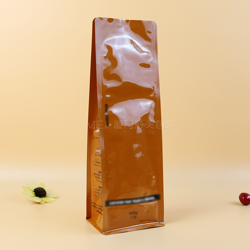 外贸出口彩印食品咖啡铝箔包装袋 立体真空平底袋八边封咖啡袋