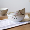 Nishidian Muyu Impression Sakura Series 5.5 -inch bowl of lotus mouth bowl Japanese high -temperature glaze underglaze ceramic tableware