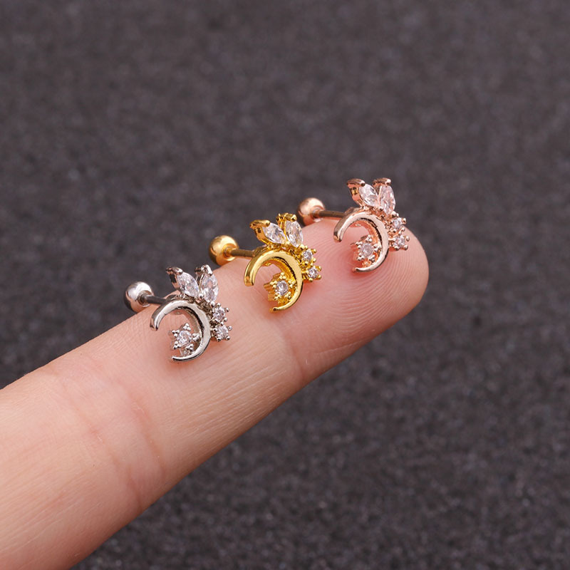 Ear Cartilage Rings & Studs Moon Copper display picture 3