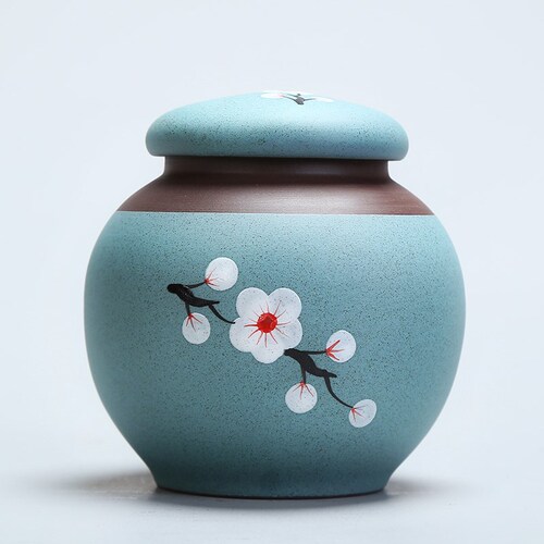 Hand-painted tea cans, household ceramic tea cans, small Pu'er tea boxes, portable storage sealed cans