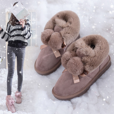 雪地靴女2019新款时尚冬潮棉靴加厚绒短筒网红短靴韩版雪地
