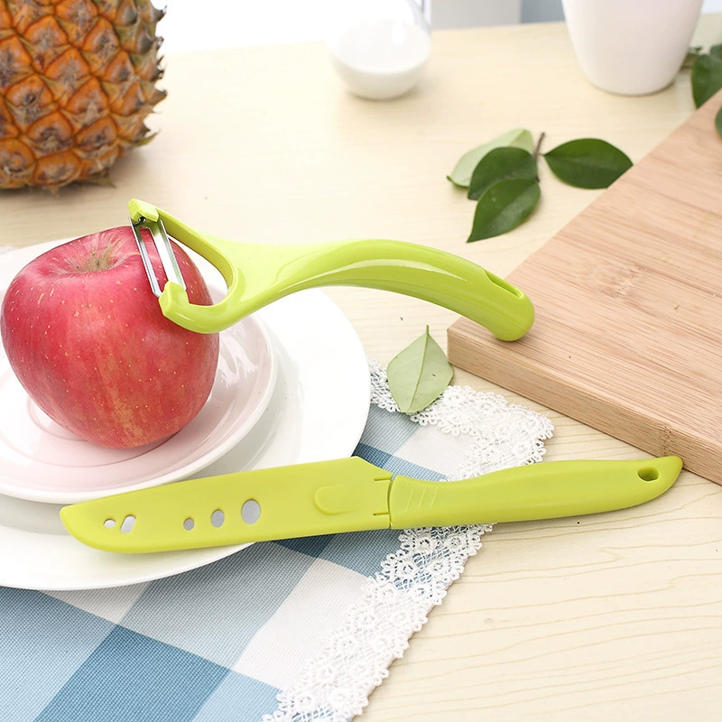 Kitchen fruit knife scraper peeling knife two-piece set peeler plastic melon and fruit planer Nordic style household multi-function
