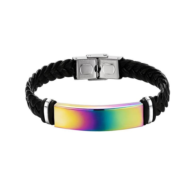 Personality hip hop colored stainless steel bracelet
