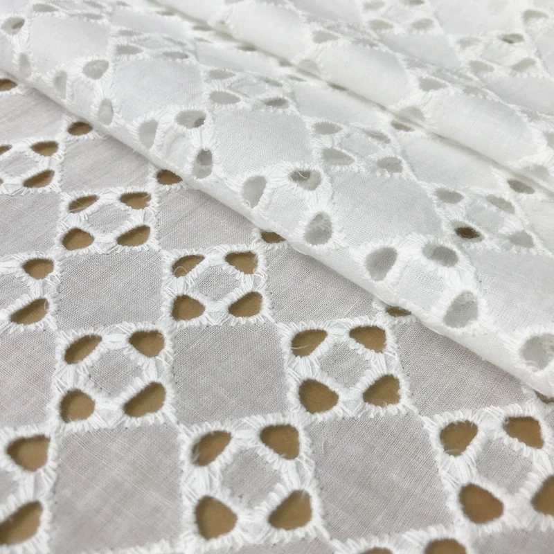 В наличии весна лето осень новая полая кремово-белая, полная компьютерной вышивки хлопчатобумажная ткань жаккардовая ткань