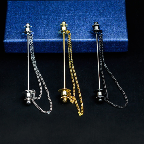 Metal tassel chain collar pin men's and women's shirt T-shirt corner button one-word pin brooch tie collar bar