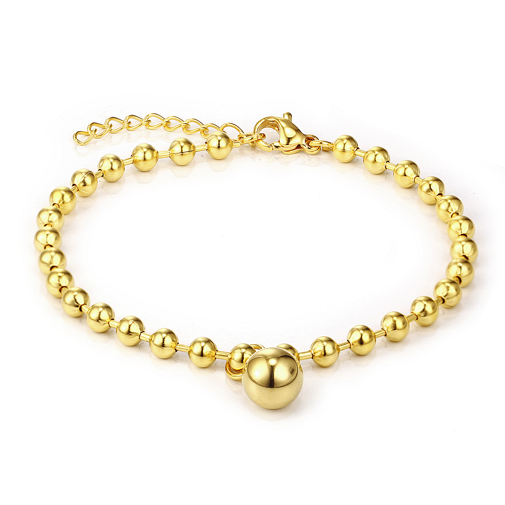 Wholesale Jewelry Golden Beaded Ball Pendant Stainless Steel Bracelet Nihaojewelry display picture 2