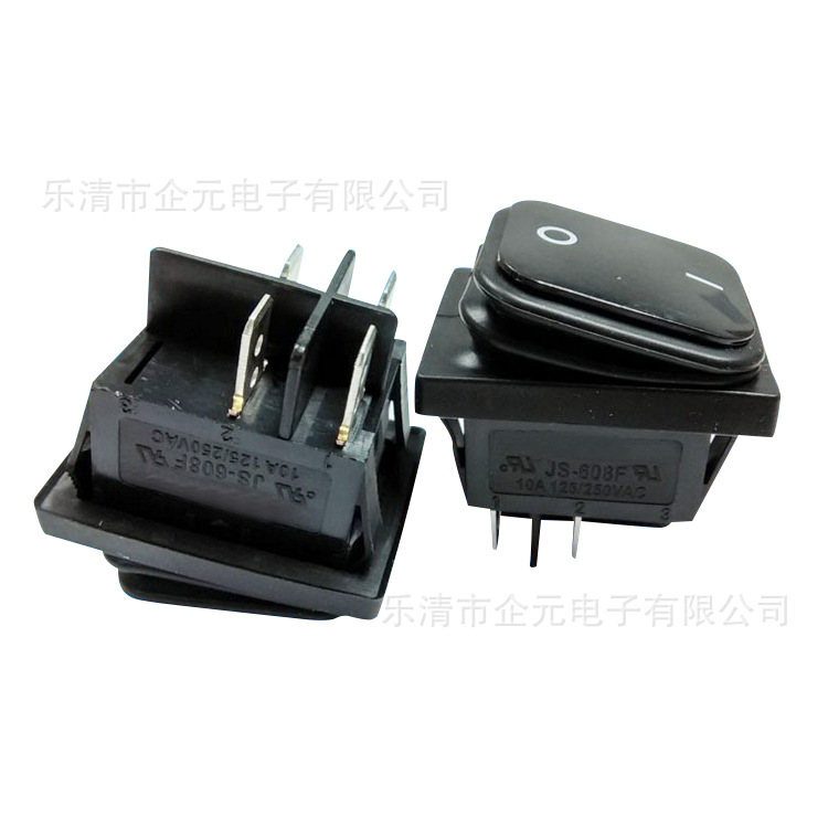 220V船型四脚两档防水黑色带灯翘板开关  免费拿样品