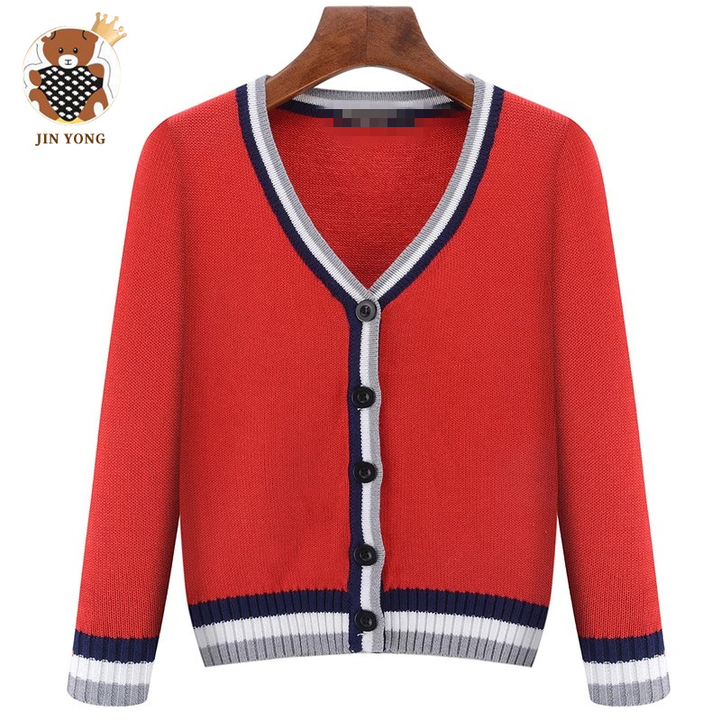 Procesamiento [Jin Yong] estilo preppy británico de los niños con cuello en V Chaqueta de punto a rayas chaqueta estudiante campus ropa