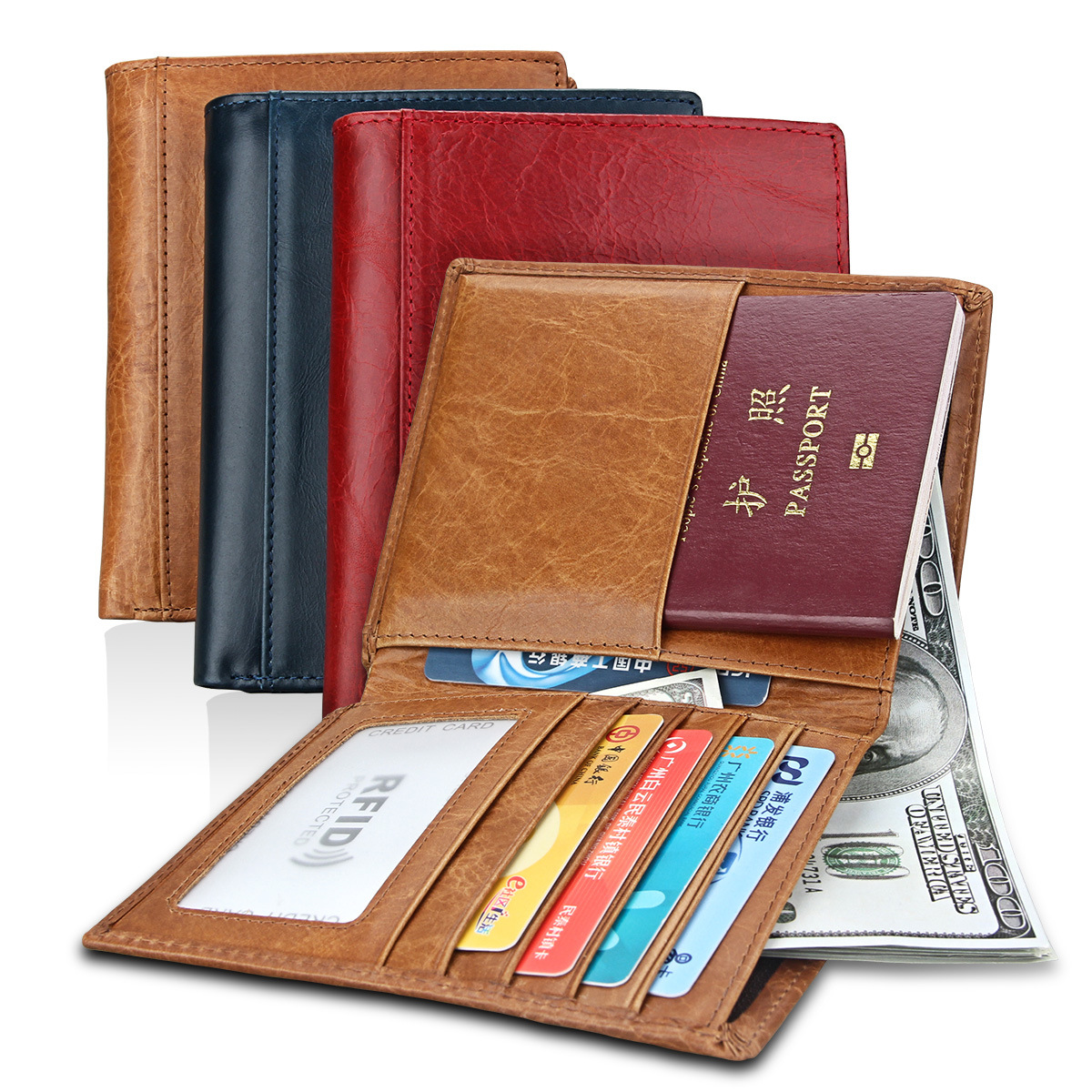 Factory Wholesale  Rfid Men And Women Genuine Leather Passport Holder Multifunctional Passport Bag Id Card Holder Wholesale display picture 43