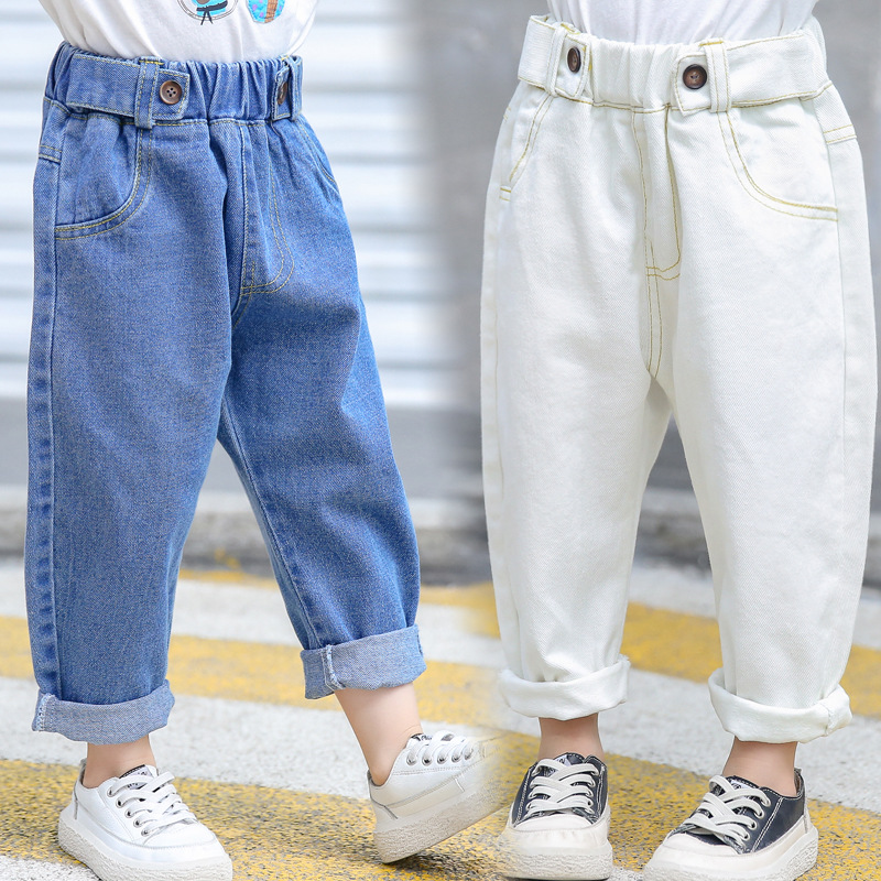 童装批发2019春季新款女童韩版宽松牛仔裤中小童裤子儿童长裤厂家|ms