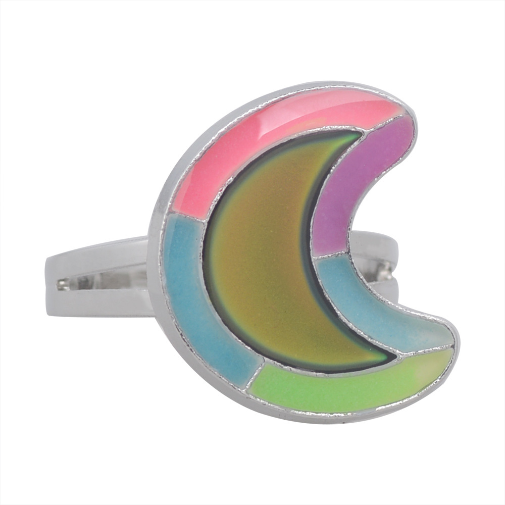 50g Weight Artificial Gemstones Inlay Material Birthday Occasion Alloy Material Heart Pattern Women'S Gender Plating Design Fashion Style Simple Peach Heart Love Butterfly Moon Color Changing Ring 36
