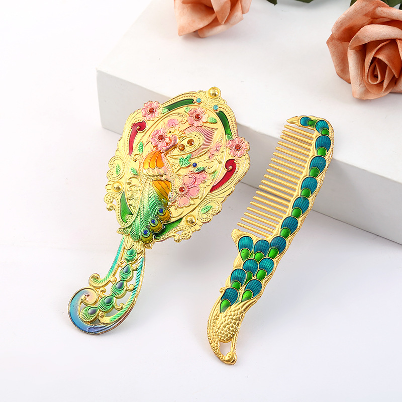 230g Weight Mirror Makeup Tools Types 1 Set Quantity Metal Material Animal, Flower Pattern Retro Style Retro Lady Animal Flower Metal Mirror 1 Set 4