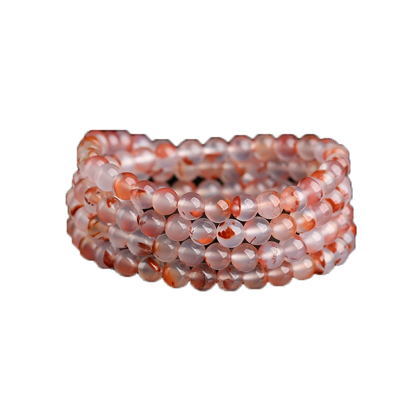 Rosary with round beads, organic agate bracelet