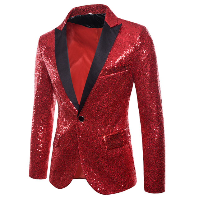 gold sequins suit nightclub men’s wear hosting studio jacket