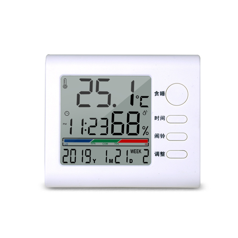 新品室内电子温湿度计 彩屏显示 大屏幕数字温湿度表带万年历