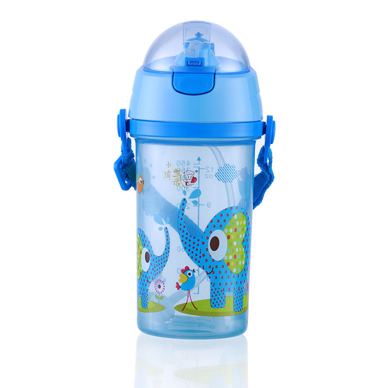 Naughty niños creativos paja de dibujos animados taza agua con correa viaje portátil hervidor 450mL