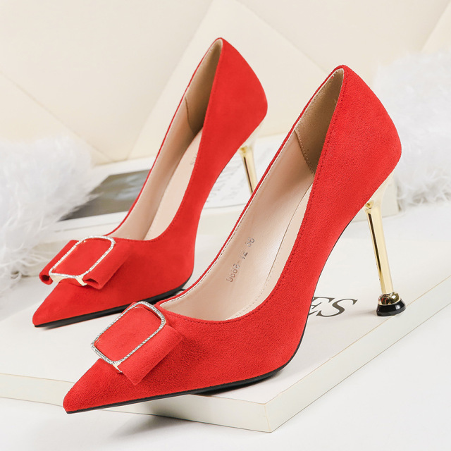 Fashion pointed shallow water drill high-heeled suede sexy shoes