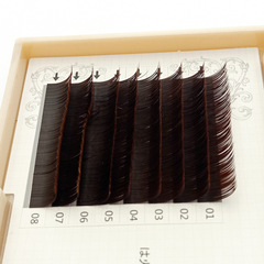 0.15嫁接假睫毛焦糖色扁毛雙毛尖扁毛柔軟舒適單根種植睫毛