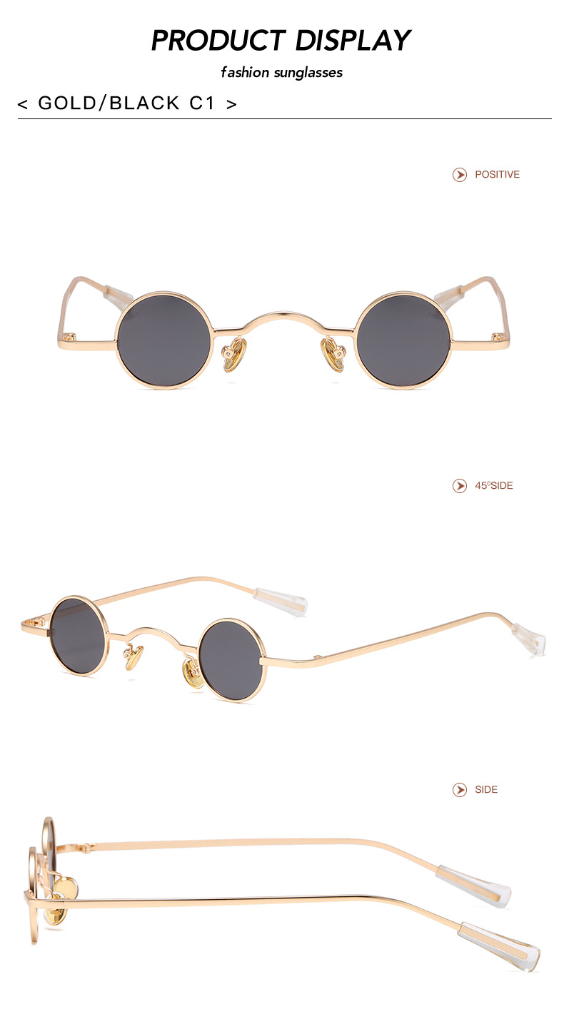 30g Weight Full Frame Glasses Structure Sunglasses Classification Tac, UV400 Protection Lens Material Round Frame Glasses Style Party, Stage Occasion Solid Color Pattern All Seasons Season Women's Gender Retro, Punk Style Retro Punk Solid Color Tac UV400 Protection Round Frame Full Frame Women's Sunglasses 12