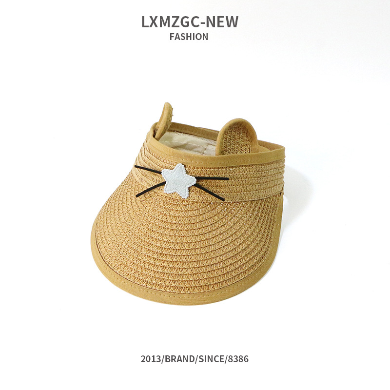 Korean Style Cute Cat Empty Top Children Straw Hat display picture 9