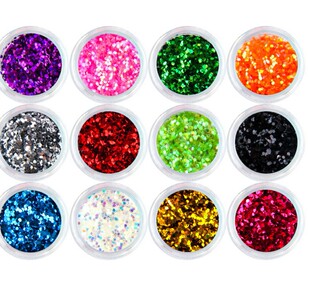 Nail art jewelry wholesale 12 color set super bright Super Cool hexagonal small sequins nail patch