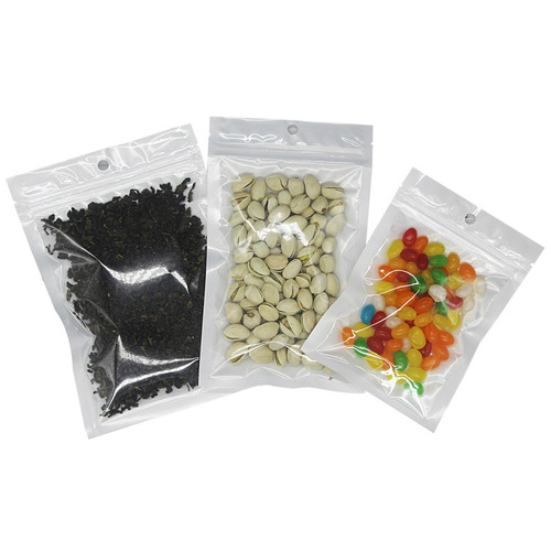 Pearl film Yin and Yang bag white transparent zipper flat bottom self-sealing bag mobile phone case data line earphone plastic packaging bag 