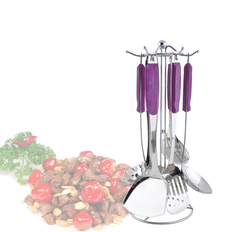 直供厨之福ZH-443 厨房铲勺七件套 不锈钢厨具礼品 尼龙彩柄锅铲