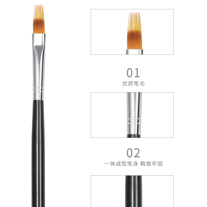 Cross-border especial Negro Varilla dentada pluma gradiente de uñas pluma floreciente forma especial cabeza de la pluma de Arte de uñas de doble capa