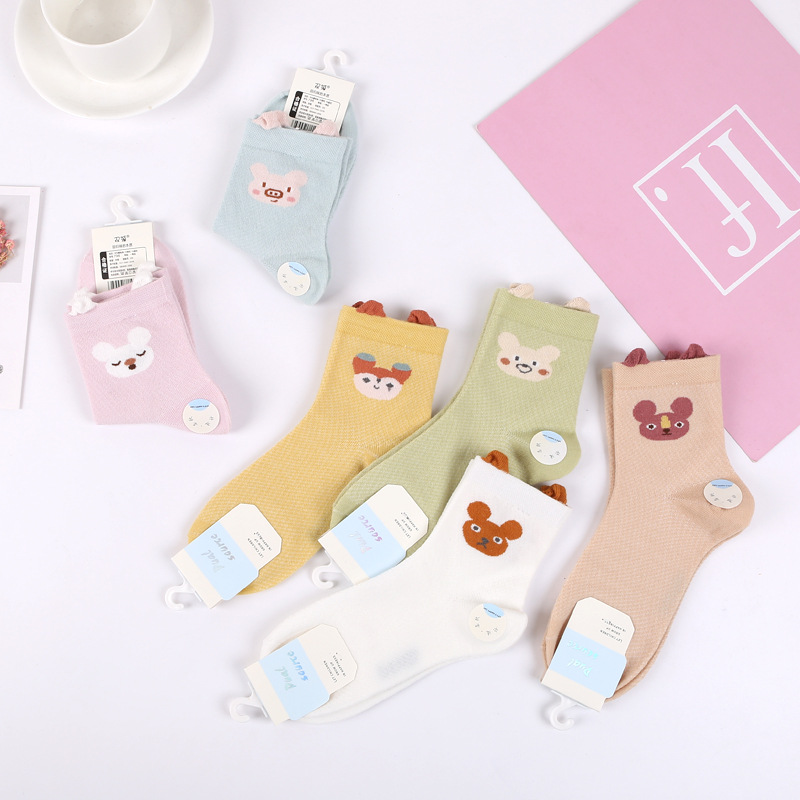 Dual-source 2019 Spring and summer new pattern children Mesh Medium hose Cotton Thin section ventilation Cartoon Medium and small Children's socks