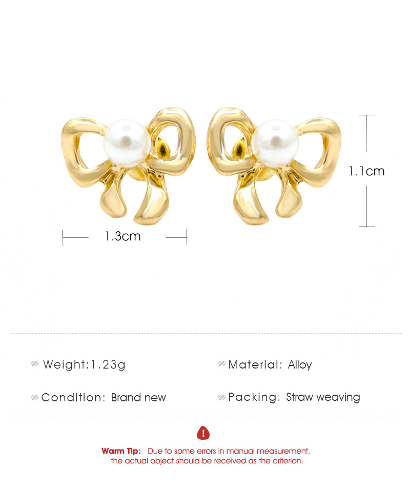 Style Coréen Nouveau Boucles D'oreilles En Gros Simple Haute Qualité Perle Arc Stud Boucles D'oreilles Bow Tie Boucles D'oreilles display picture 1