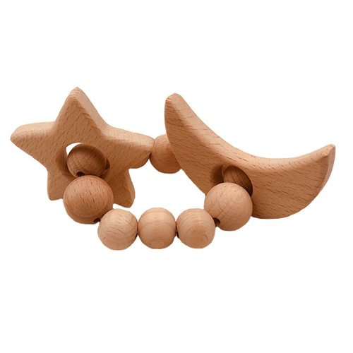 Food grade beech animal teething pacifier chain, baby soothing molar stick, baby bite comfort bracelet