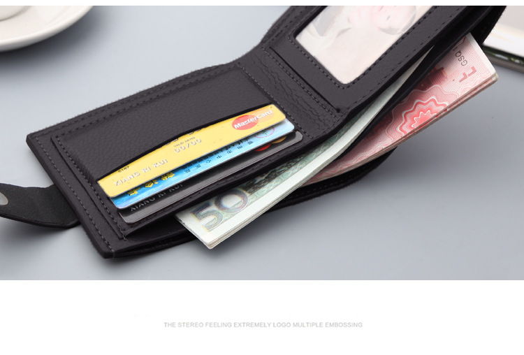 Fashion Style Square Shape Business Short Wallet Men's Wallet Retro Buckle Horizontal Gift Money Clip Foreign Trade