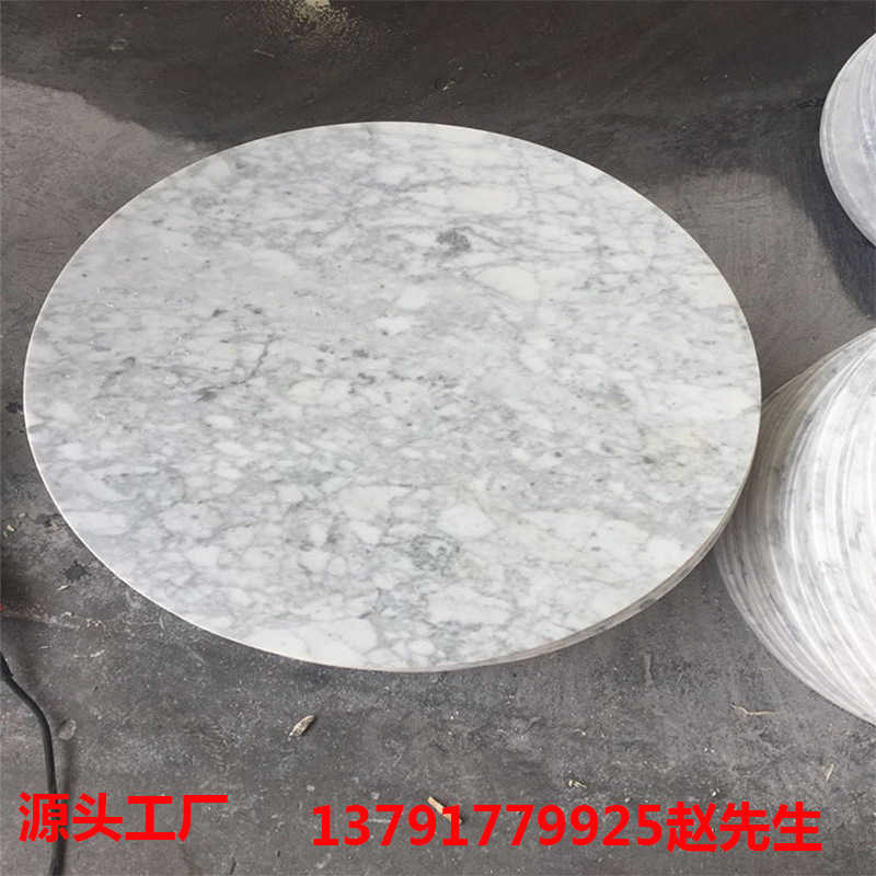 厂家直销大理石台面圆形餐桌面  天然中花白加工定制