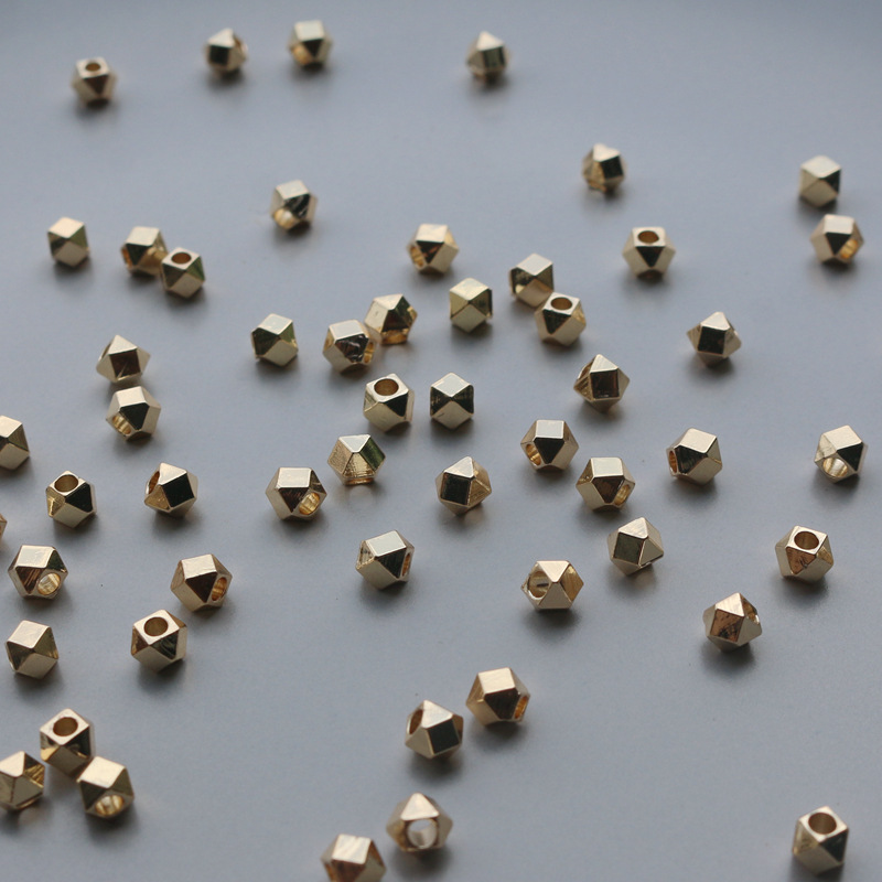 14k包金配件保色切角多边形4mm珠子材料饰品配件diy散珠50颗