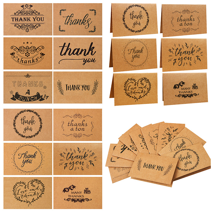 Retro Kraft Paper Universal Thank You Card Simple Holiday Blessing Message Handwritten Card Amazon Greeting Card Customization