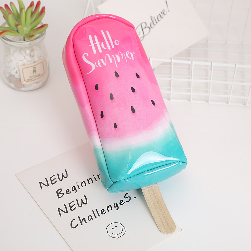 Nueva caricatura creativa snow cream pen bag gran capacidad para hombres y mujeres estudiantes PU pen bag papelería caja de lápiz de papelería detail image 13