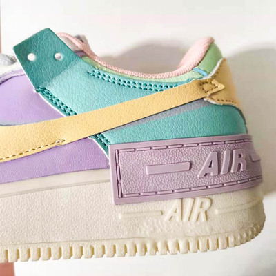 AF1空军马卡龙糖果粉色女双钩解构板鞋2019新款拼接紫罗兰|ru