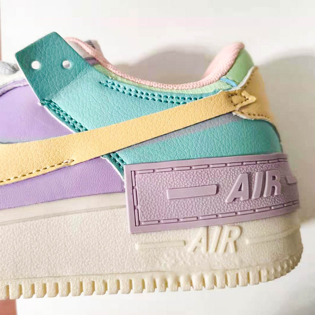 AF1空军马卡龙糖果粉色女双钩解构板鞋2019新款拼接紫罗兰|ru