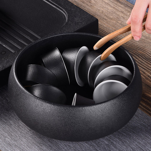 Large black pottery tea wash household tea jar pen wash coarse ceramic tea set accessories cup bowl tea ceremony accessories water bowl wash