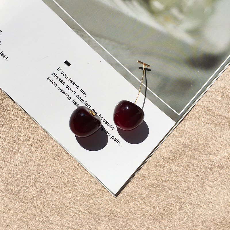 Simple Style Cherry Arylic Alloy Three-dimensional Women's Drop Earrings 1 Pair display picture 3