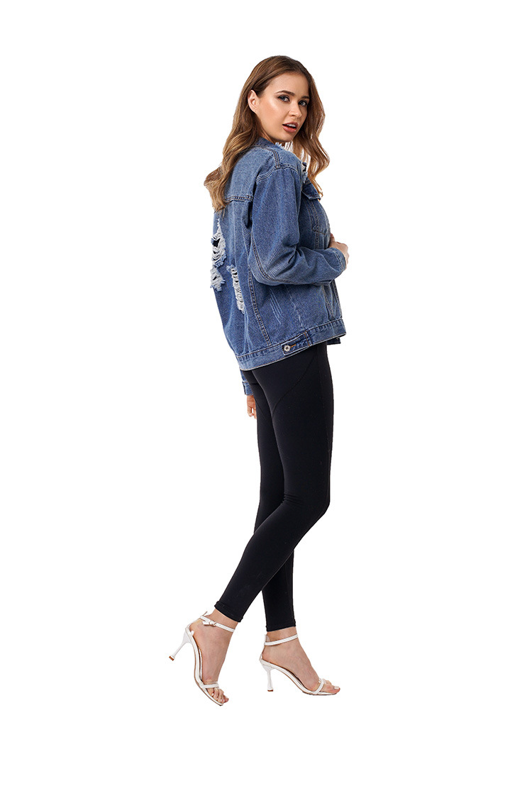 ripped loose denim jacket NSSY9165