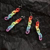 Neon acrylic rainbow chain, Japanese earrings, ear clips