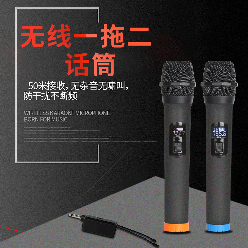 定制無線麥克風(fēng)直播聲卡動(dòng)圈一拖二家用會(huì)議音響電腦電視無線話筒