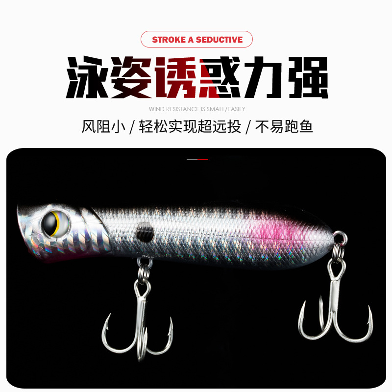 2 Pcs Popper Fishing Lures Hard Baits Bass Trout Fresh Water Fishing Lure