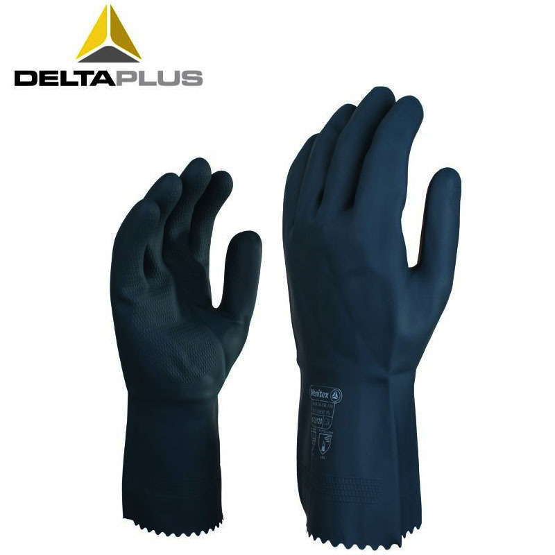 代尔塔201530氯丁橡胶手套 耐油耐酸碱防化手套 防发烟硫酸手套