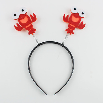 小龍蝦頭飾發箍發扣頭扣  螃蟹小龍蝦表演道具個性發箍 禮品 贈品